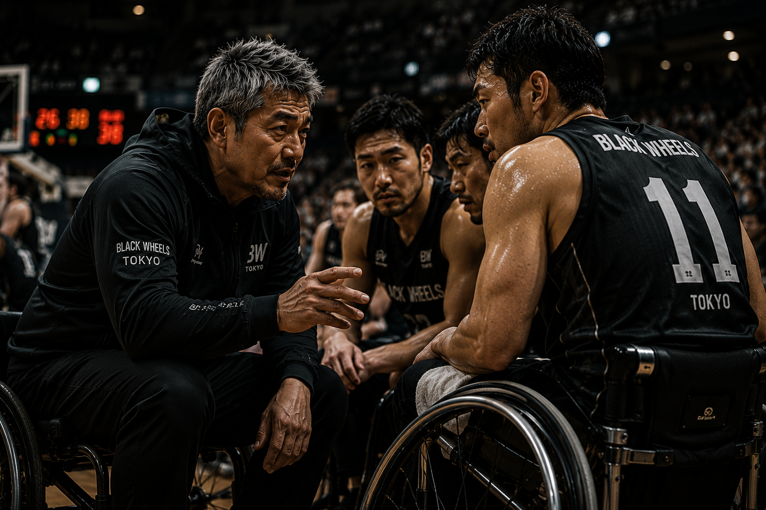 ベンチで選手へ指示を送る渡辺監督