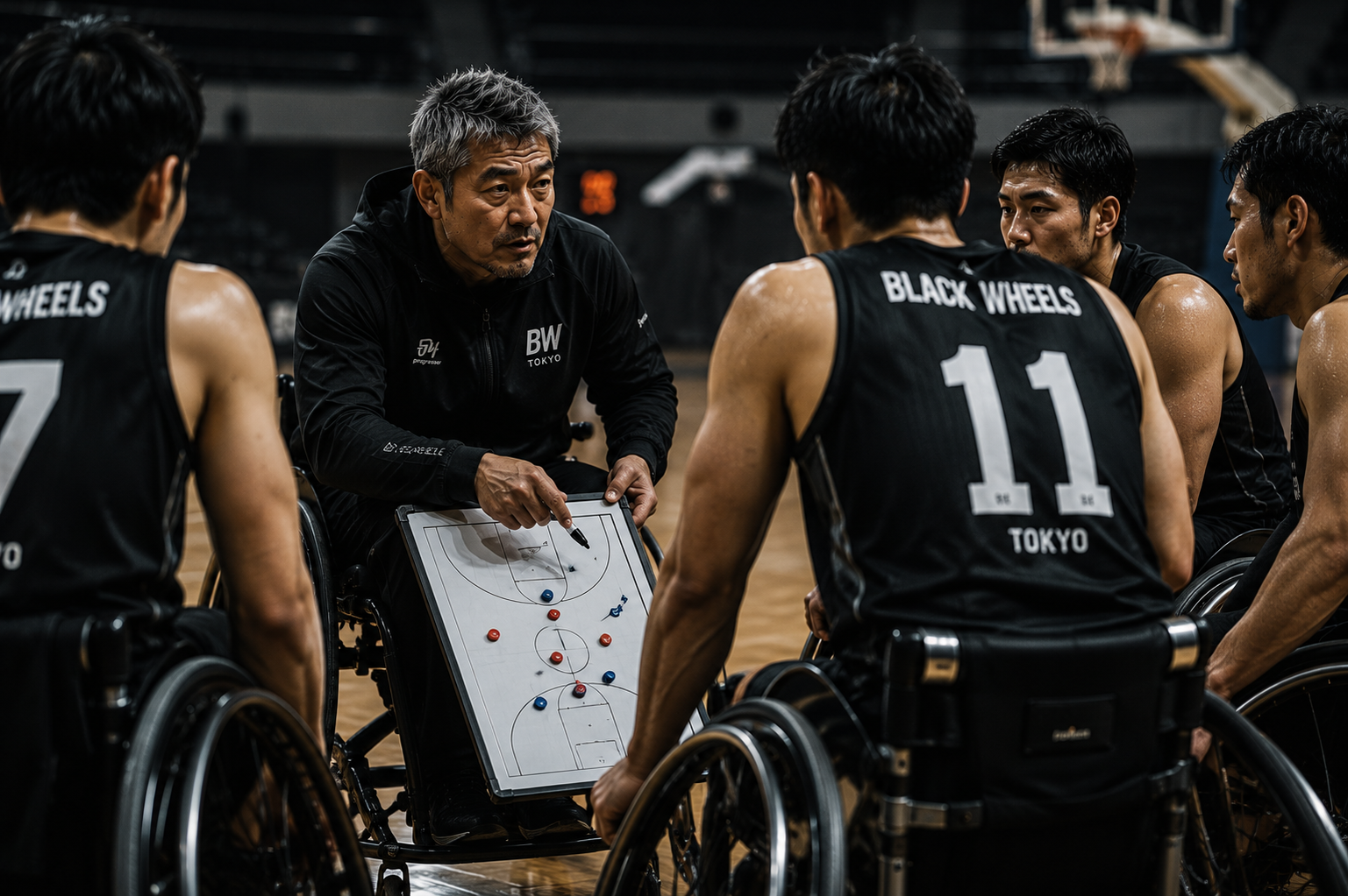 戦術ボードを使って指導する渡辺監督